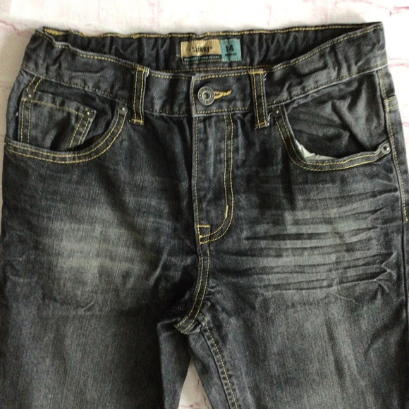 Old Navy Dark Gray Distressed Skinny Adjustable Waist Jeans - Size 14 - Picture 2 of 9